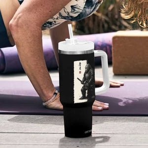 Samurai Bigfoot Tumbler With Handle Japanese Vintage Graphic Sumie Warrior Art TS12 Print Your Wear
