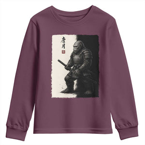 Samurai Bigfoot Youth Sweatshirt Japanese Vintage Graphic Sumie Warrior Art TS12 Maroon Print Your Wear