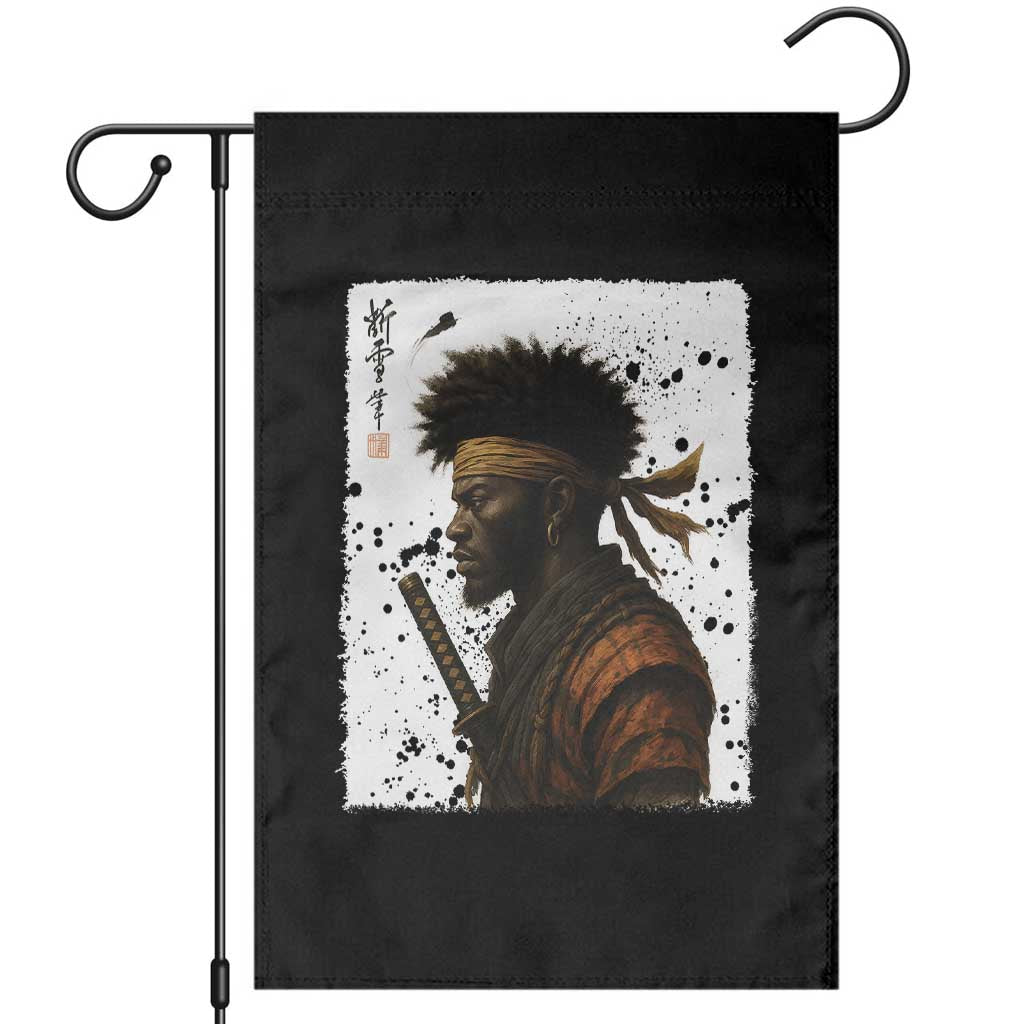Afro American Samurai Garden Flag Japanese Vintage Graphic Sumie Katana TS12 Black Print Your Wear