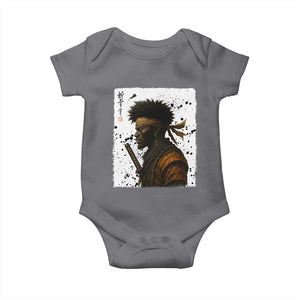 Afro American Samurai Baby Onesie Japanese Vintage Graphic Sumie Katana TS12 Charcoal Print Your Wear