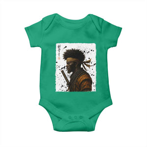 Afro American Samurai Baby Onesie Japanese Vintage Graphic Sumie Katana TS12 Irish Green Print Your Wear