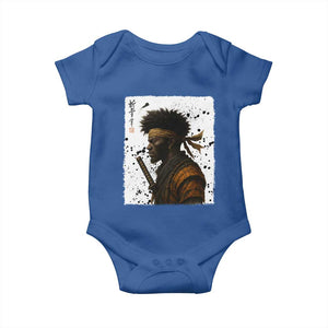 Afro American Samurai Baby Onesie Japanese Vintage Graphic Sumie Katana TS12 Royal Blue Print Your Wear