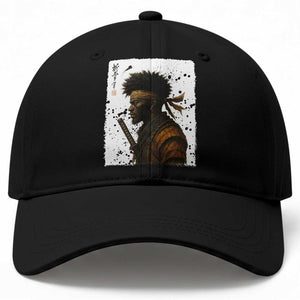 Afro American Samurai Baseball Cap Japanese Vintage Graphic Sumie Katana TS12 Print Your Wear