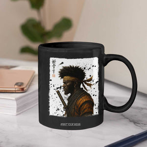 Afro American Samurai Coffee Mug Japanese Vintage Graphic Sumie Katana TS12 Print Your Wear