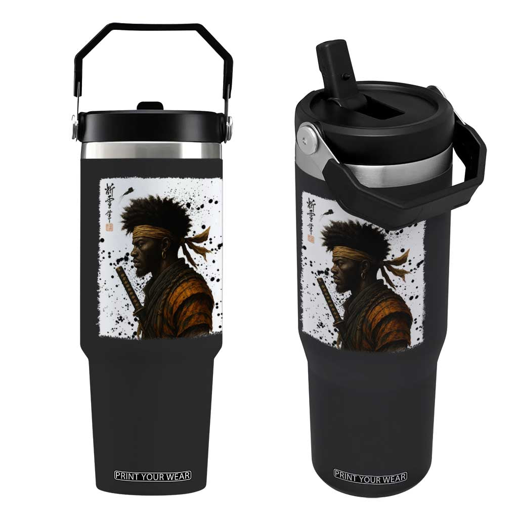 Afro American Samurai Flip Straw Tumbler Japanese Vintage Graphic Sumie Katana TS12 One Size: 30 oz Black Print Your Wear
