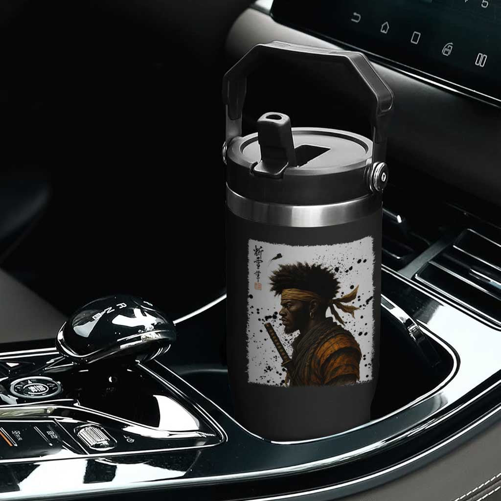 Afro American Samurai Flip Straw Tumbler Japanese Vintage Graphic Sumie Katana TS12 Print Your Wear