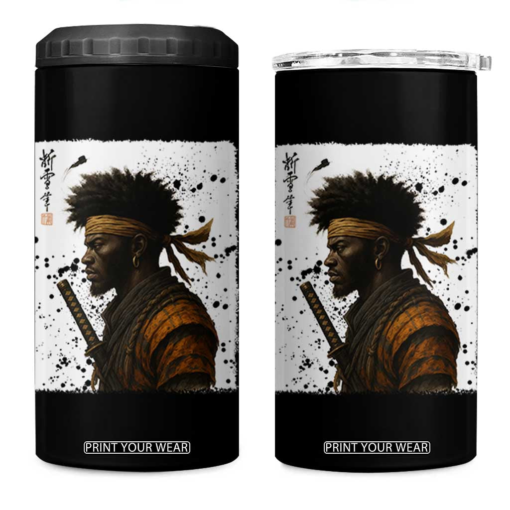 Afro American Samurai 4 in 1 Can Cooler Tumbler Japanese Vintage Graphic Sumie Katana TS12 One Size: 16 oz Black Print Your Wear
