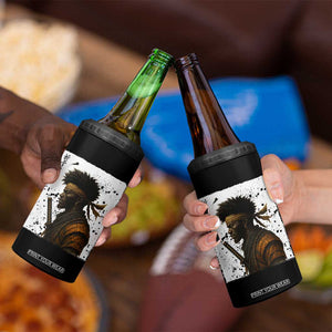Afro American Samurai 4 in 1 Can Cooler Tumbler Japanese Vintage Graphic Sumie Katana TS12 Print Your Wear