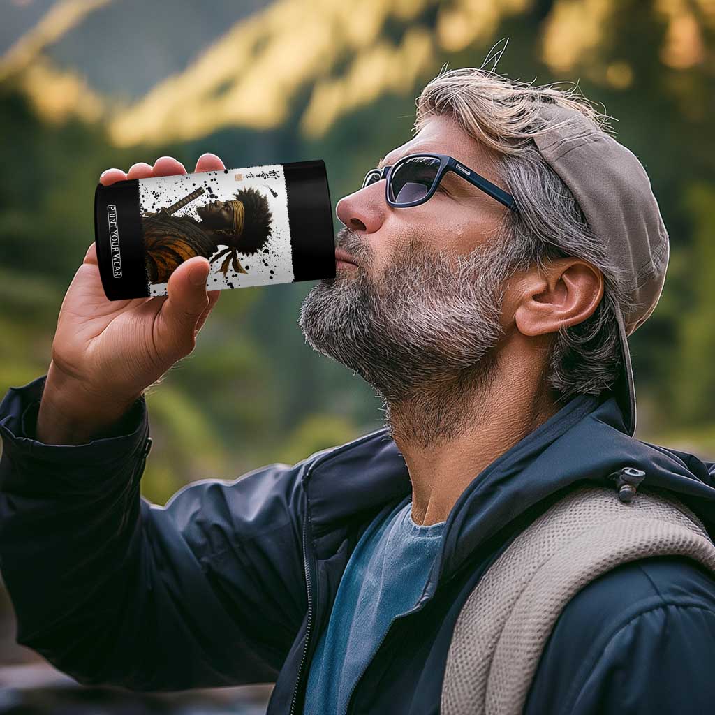 Afro American Samurai 4 in 1 Can Cooler Tumbler Japanese Vintage Graphic Sumie Katana TS12 Print Your Wear