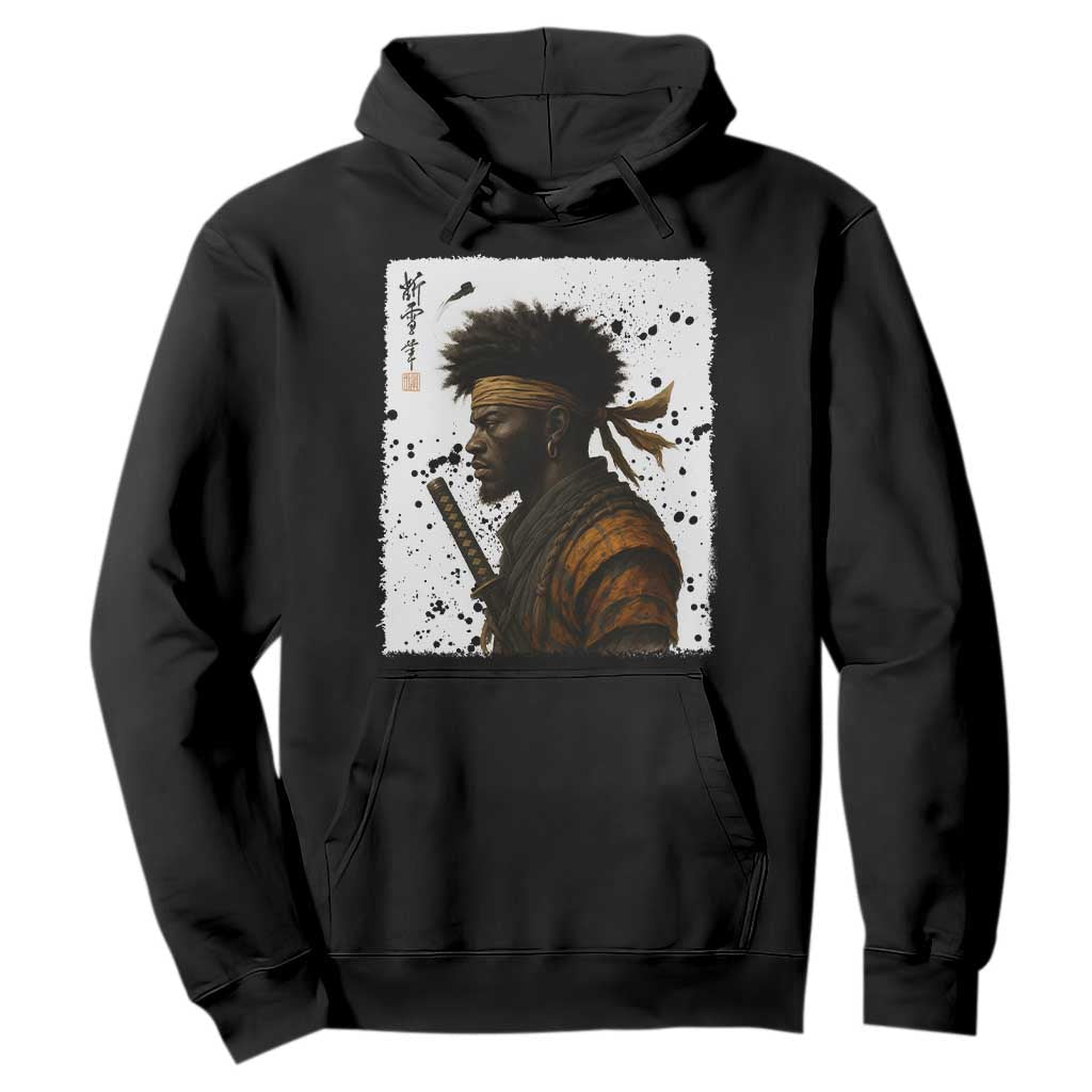 Afro American Samurai Hoodie Japanese Vintage Graphic Sumie Katana TS12 Black Print Your Wear