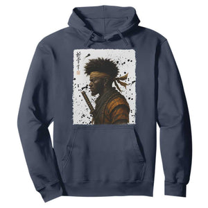 Afro American Samurai Hoodie Japanese Vintage Graphic Sumie Katana TS12 Navy Print Your Wear