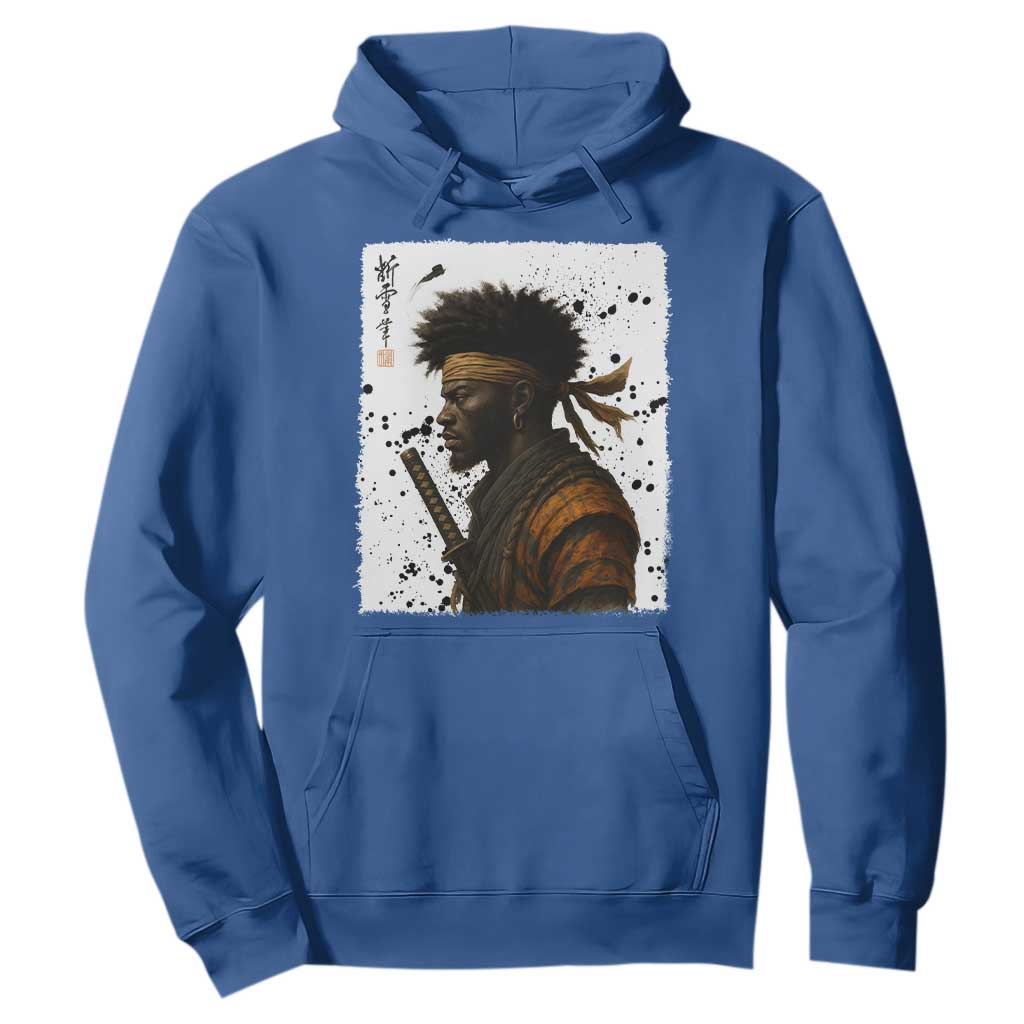 Afro American Samurai Hoodie Japanese Vintage Graphic Sumie Katana TS12 Royal Blue Print Your Wear