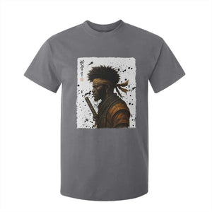 Afro American Samurai T Shirt For Kid Japanese Vintage Graphic Sumie Katana TS12 Charcoal Print Your Wear