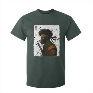 Afro American Samurai T Shirt For Kid Japanese Vintage Graphic Sumie Katana TS12 Dark Forest Green Print Your Wear