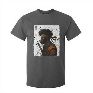Afro American Samurai T Shirt For Kid Japanese Vintage Graphic Sumie Katana TS12 Dark Heather Print Your Wear