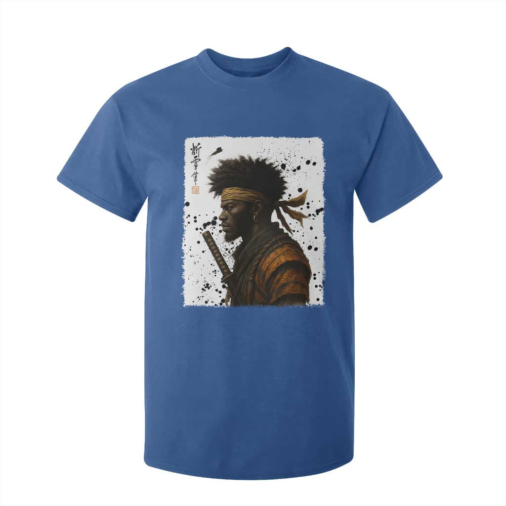 Afro American Samurai T Shirt For Kid Japanese Vintage Graphic Sumie Katana TS12 Royal Blue Print Your Wear