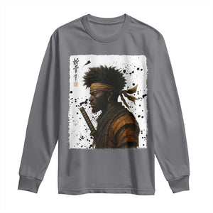 Afro American Samurai Long Sleeve Shirt Japanese Vintage Graphic Sumie Katana TS12 Charcoal Print Your Wear