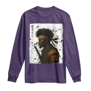 Afro American Samurai Long Sleeve Shirt Japanese Vintage Graphic Sumie Katana TS12 Purple Print Your Wear