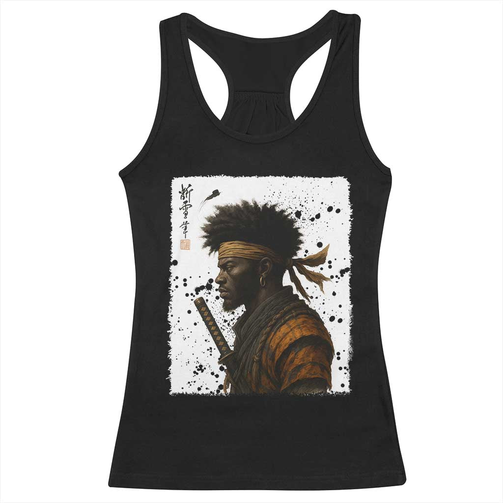 Afro American Samurai Racerback Tank Top Japanese Vintage Graphic Sumie Katana TS12 Black Print Your Wear