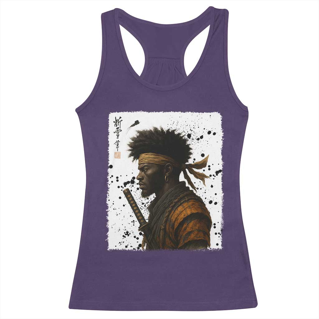 Afro American Samurai Racerback Tank Top Japanese Vintage Graphic Sumie Katana TS12 Purple Print Your Wear