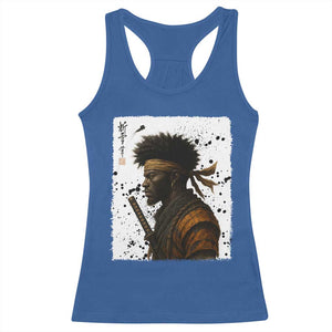 Afro American Samurai Racerback Tank Top Japanese Vintage Graphic Sumie Katana TS12 Royal Blue Print Your Wear
