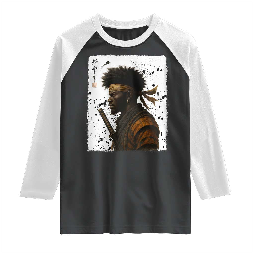 Afro American Samurai Raglan Shirt Japanese Vintage Graphic Sumie Katana TS12 Black White Print Your Wear