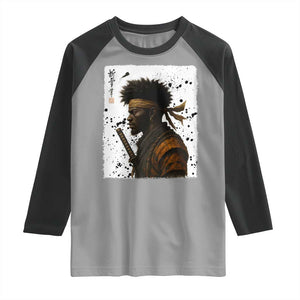 Afro American Samurai Raglan Shirt Japanese Vintage Graphic Sumie Katana TS12 Sport Gray Black Print Your Wear