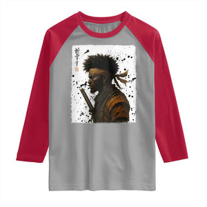 Afro American Samurai Raglan Shirt Japanese Vintage Graphic Sumie Katana TS12 Sport Gray Red Print Your Wear