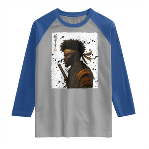 Afro American Samurai Raglan Shirt Japanese Vintage Graphic Sumie Katana TS12 Sport Gray Royal Print Your Wear