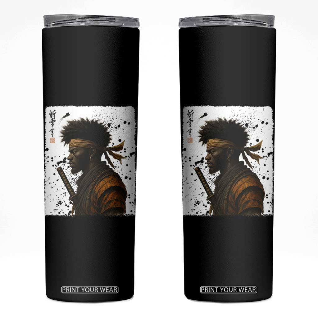 Afro American Samurai Skinny Tumbler Japanese Vintage Graphic Sumie Katana TS12 Black Print Your Wear