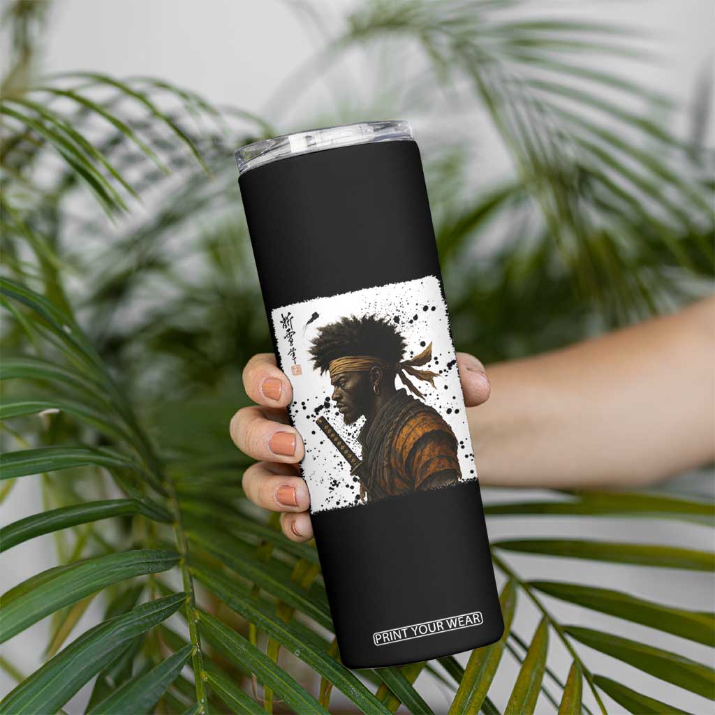 Afro American Samurai Skinny Tumbler Japanese Vintage Graphic Sumie Katana TS12 Print Your Wear