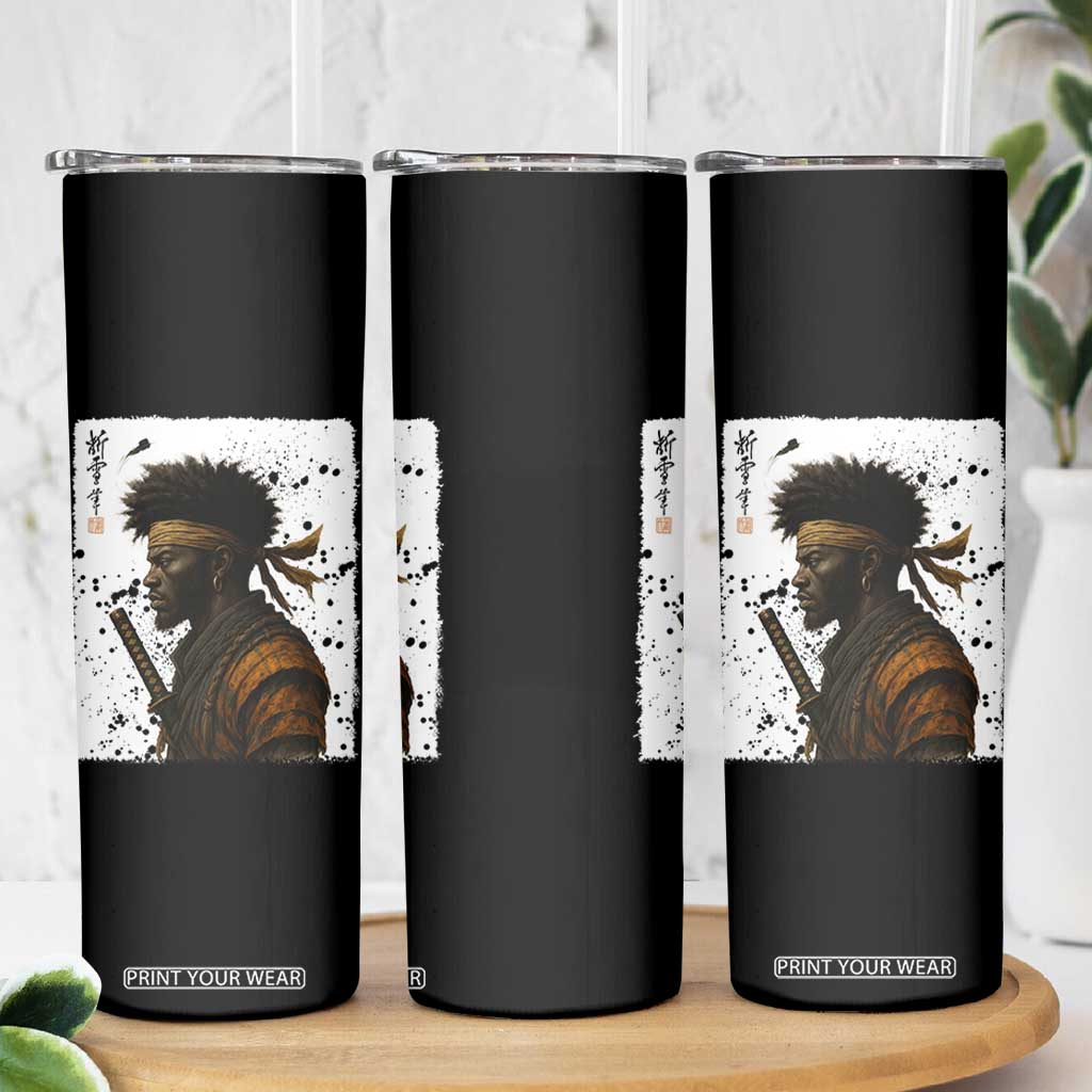 Afro American Samurai Skinny Tumbler Japanese Vintage Graphic Sumie Katana TS12 Print Your Wear
