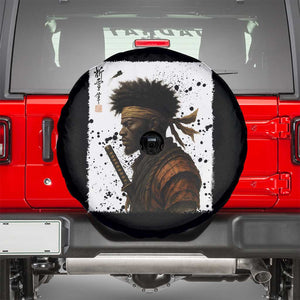 Afro American Samurai Spare Tire Cover Japanese Vintage Graphic Sumie Katana TS12 Black Print Your Wear