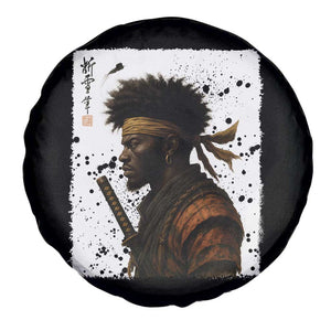 Afro American Samurai Spare Tire Cover Japanese Vintage Graphic Sumie Katana TS12 Print Your Wear