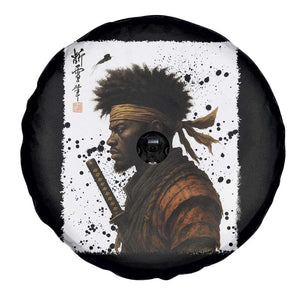 Afro American Samurai Spare Tire Cover Japanese Vintage Graphic Sumie Katana TS12 Print Your Wear