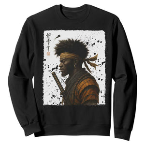 Afro American Samurai Sweatshirt Japanese Vintage Graphic Sumie Katana TS12 Black Print Your Wear