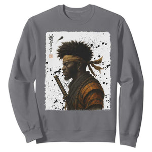 Afro American Samurai Sweatshirt Japanese Vintage Graphic Sumie Katana TS12 Charcoal Print Your Wear