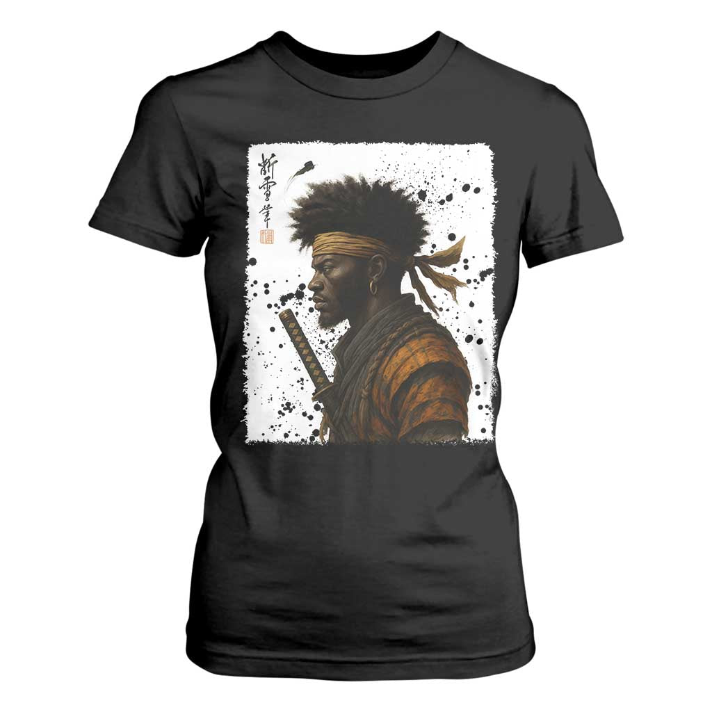 Afro American Samurai T Shirt For Women Japanese Vintage Graphic Sumie Katana TS12 Black Print Your Wear