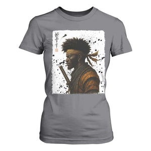 Afro American Samurai T Shirt For Women Japanese Vintage Graphic Sumie Katana TS12 Charcoal Print Your Wear