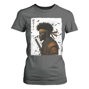 Afro American Samurai T Shirt For Women Japanese Vintage Graphic Sumie Katana TS12 Dark Heather Print Your Wear