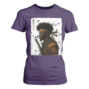 Afro American Samurai T Shirt For Women Japanese Vintage Graphic Sumie Katana TS12 Purple Print Your Wear