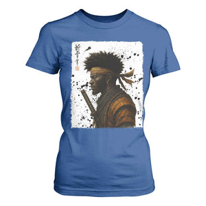 Afro American Samurai T Shirt For Women Japanese Vintage Graphic Sumie Katana TS12 Royal Blue Print Your Wear