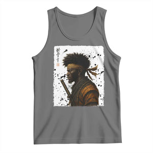 Afro American Samurai Tank Top Japanese Vintage Graphic Sumie Katana TS12 Black Heather Print Your Wear