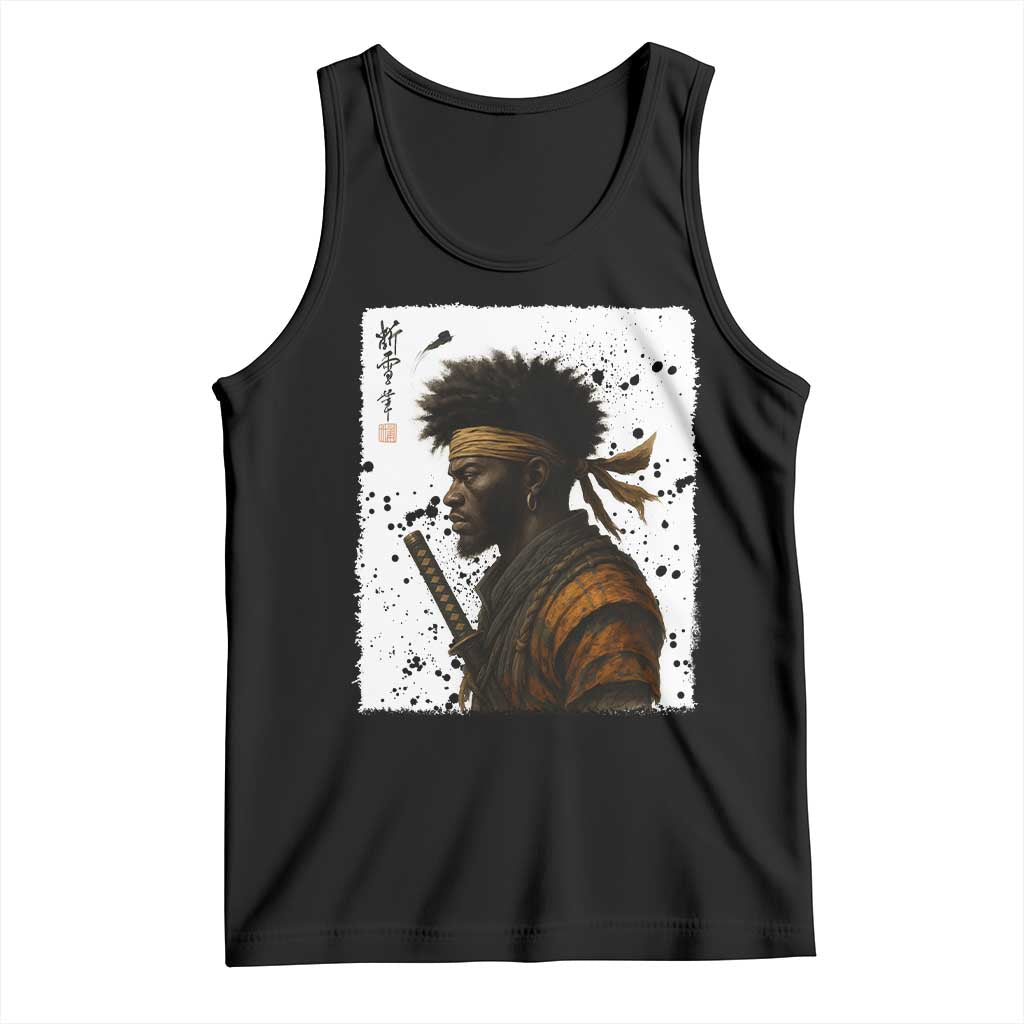 Afro American Samurai Tank Top Japanese Vintage Graphic Sumie Katana TS12 Black Print Your Wear