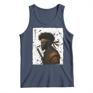 Afro American Samurai Tank Top Japanese Vintage Graphic Sumie Katana TS12 Navy Print Your Wear