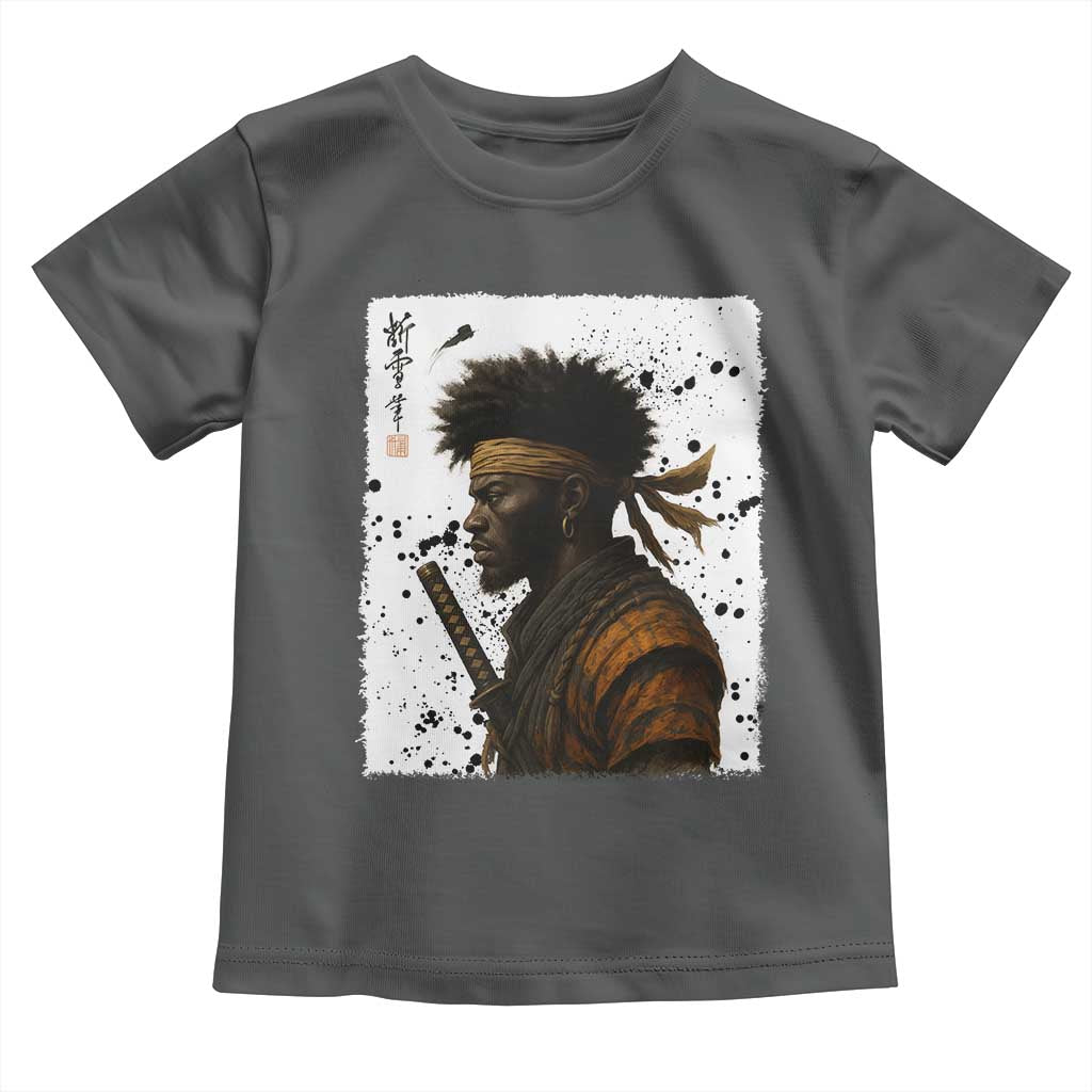 Afro American Samurai Toddler T Shirt Japanese Vintage Graphic Sumie Katana TS12 Dark Heather Print Your Wear