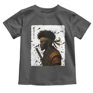 Afro American Samurai Toddler T Shirt Japanese Vintage Graphic Sumie Katana TS12 Dark Heather Print Your Wear