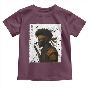 Afro American Samurai Toddler T Shirt Japanese Vintage Graphic Sumie Katana TS12 Maroon Print Your Wear
