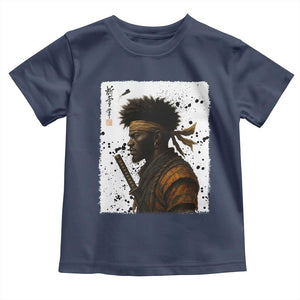 Afro American Samurai Toddler T Shirt Japanese Vintage Graphic Sumie Katana TS12 Navy Print Your Wear