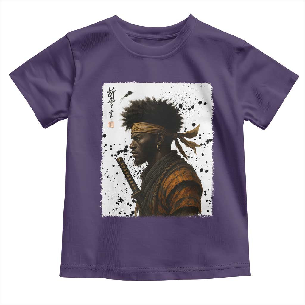 Afro American Samurai Toddler T Shirt Japanese Vintage Graphic Sumie Katana TS12 Purple Print Your Wear